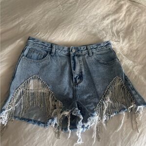 Denim Rhinestone Shorts
